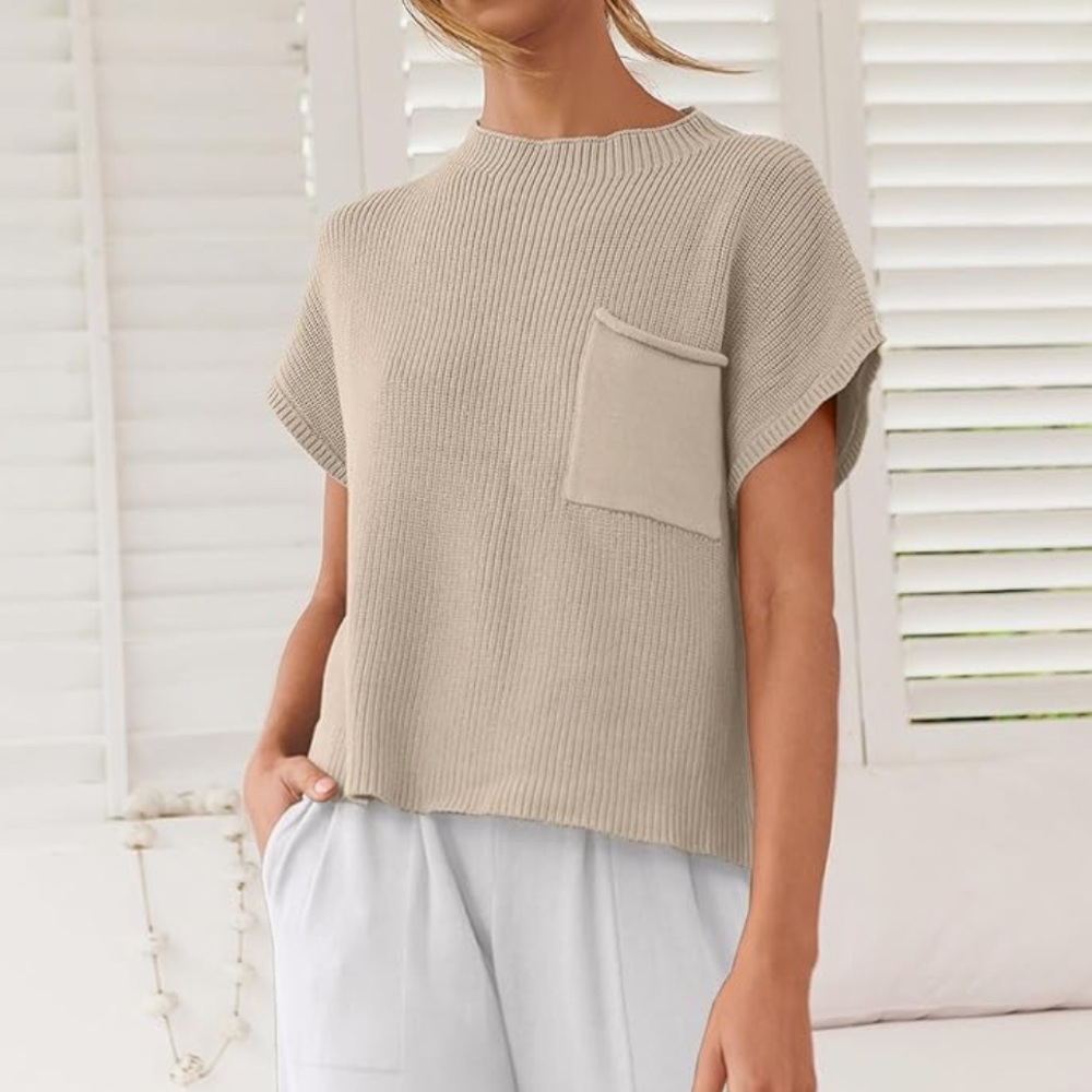 Tan Short Sleeve Sweater